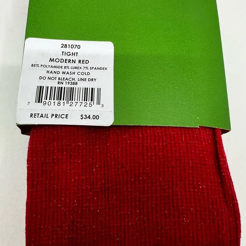 Kate Spade New York Tights  Red Sparkle Modern Women’s Size M/L NWT
